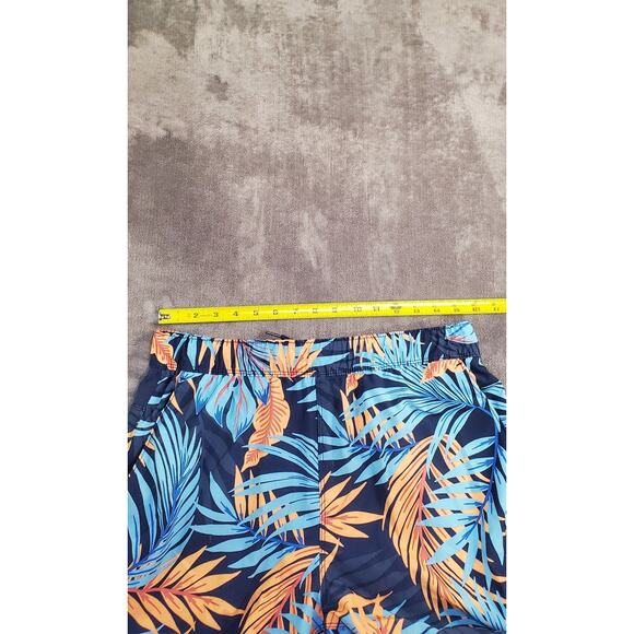 Speedo Swim Shorts Trunks Mens Sz M Blue Pockets Drawstring Beach Floral C18 - Picture 4 of 9